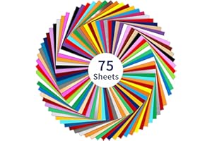 IModeur Permanent Adhesive Vinyl Sheets (75 Packs, 12"x12") - 38 Assorted Colors Vinyl Sheet (Matte & Glossy) for Most Kinds of Cutting Machines, Car Decal, Deco Sticker