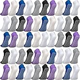 Janmercy 36 Pairs Non Slip Socks Women's Sports Yoga Pilates Socks Slipper Sock with Grippers