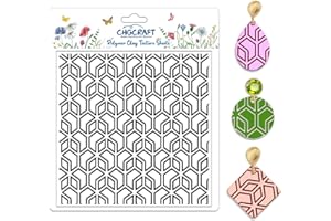 CHGCRAFT Geometry Polymer Clay Texture Sheets Line Art Silicone Texture Stamp Repeating Seamless Pattern Modeling Pattern Pad for Jewelry and Clay Earrings Tools, 5.5x5.5 inch