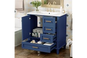 30" Bathroom Vanity with Single Sink, Combo Cabinet Undermount Sink, Bathroom Storage Cabinet with 2 Doors and a Soft Closing