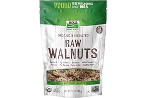 NOW Foods, Certified Organic Walnuts, Raw and Unsalted, Halves and Pieces, Good Source of Protein and Healthy Fatty Acids, Certified Non-GMO, 12-Ounce (Packaging May Vary)
