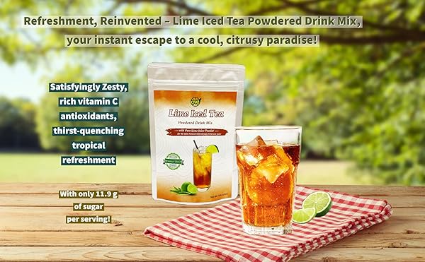 LIME ICED TEA POWDERED DRINK MIX – 8 OZ – NATURAL BLACK TEA EXTRACT AND LIME JUICE POWDER – CHAVI – SIMPLE AND HONEST INGREDIENTS. ENJOY IT HOT OR COLD
