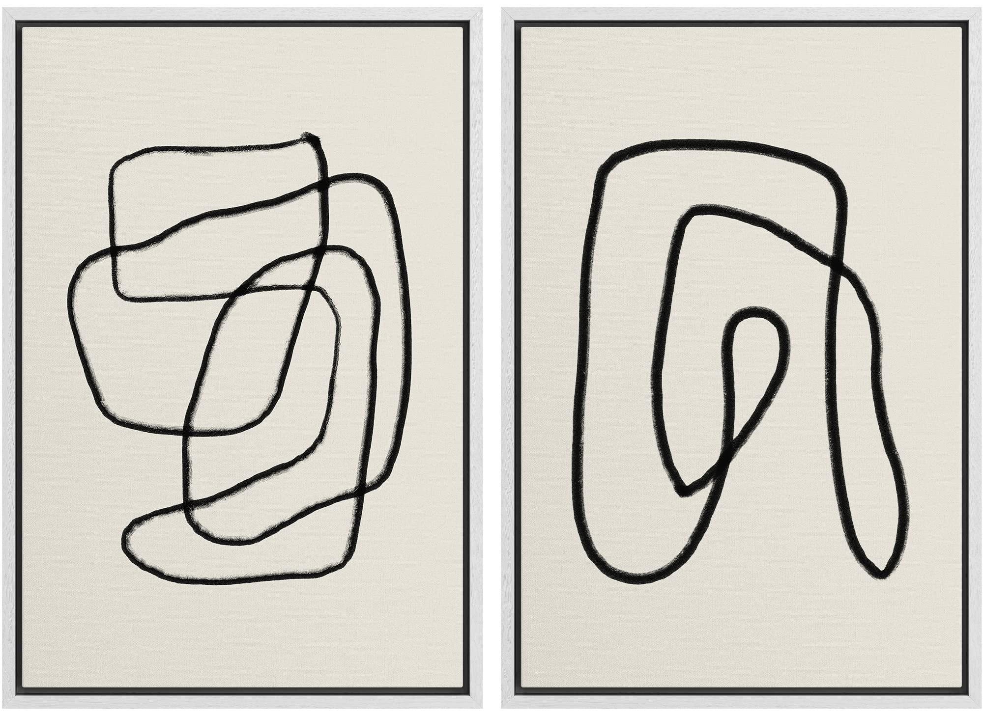 MUDECOR Framed Wall Art Print Set Black Lines Over