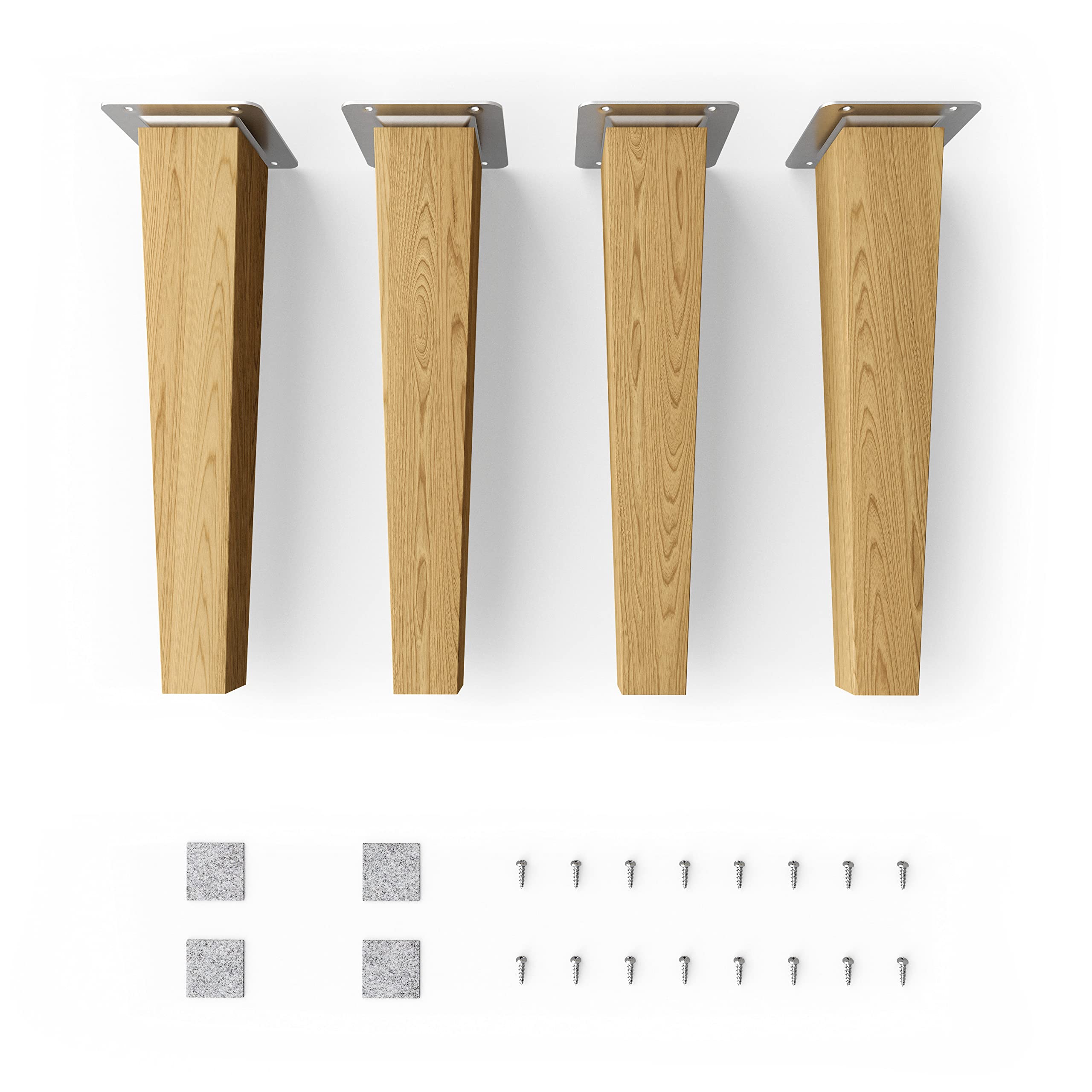 Sossai® Wooden furniture feet - Clif Square | oil finish | height: 25 cm | HMF3 | Square conical (straight design) | material: solid wood (oak) | for chairs, tables, cupboards