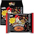 Paldo Fun & Yum Volcano Extremely Hot & Spicy Stir Fried Chicken Instant Noodles, Pack of 4, Soupless Original Korean Ramyun, Spicy Ramen Challenge, Chicken Bokkeummyun, 140g (4.93 oz) x 4