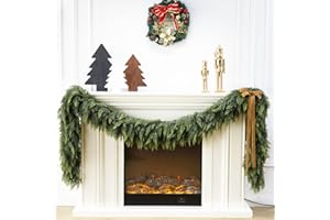 KIWDY 9 Ft Christmas Cedar Garland, Realistic Faux Pine Garlands, Green Artificial Greenery Garland for Winter Home, Mantle, Fireplace, Indoor, Outdoor Christmas Decorations (1Pcs)