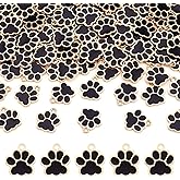 Crafans 100Pcs Paw Print Charms for Dog Collar Black Alloy Animal Cat Necklace Charms Pet Puppy Footprint Dog Charm for Bracelets Crafts DIY Jewelry Making Supplies 17.5x16mm