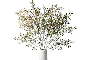 Hoppwodd Faux Greenery Stems, Artificial Cimicifuga Plant Leaf Branches for Vase, Fake Nandina Plant 42.52" Long Stems for Office Home Decor Outdoor (2PCS, Fall)