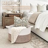 TIMEYARD XXXLarge Cotton Rope Basket White Brown 55x55x35cm Handles view 5