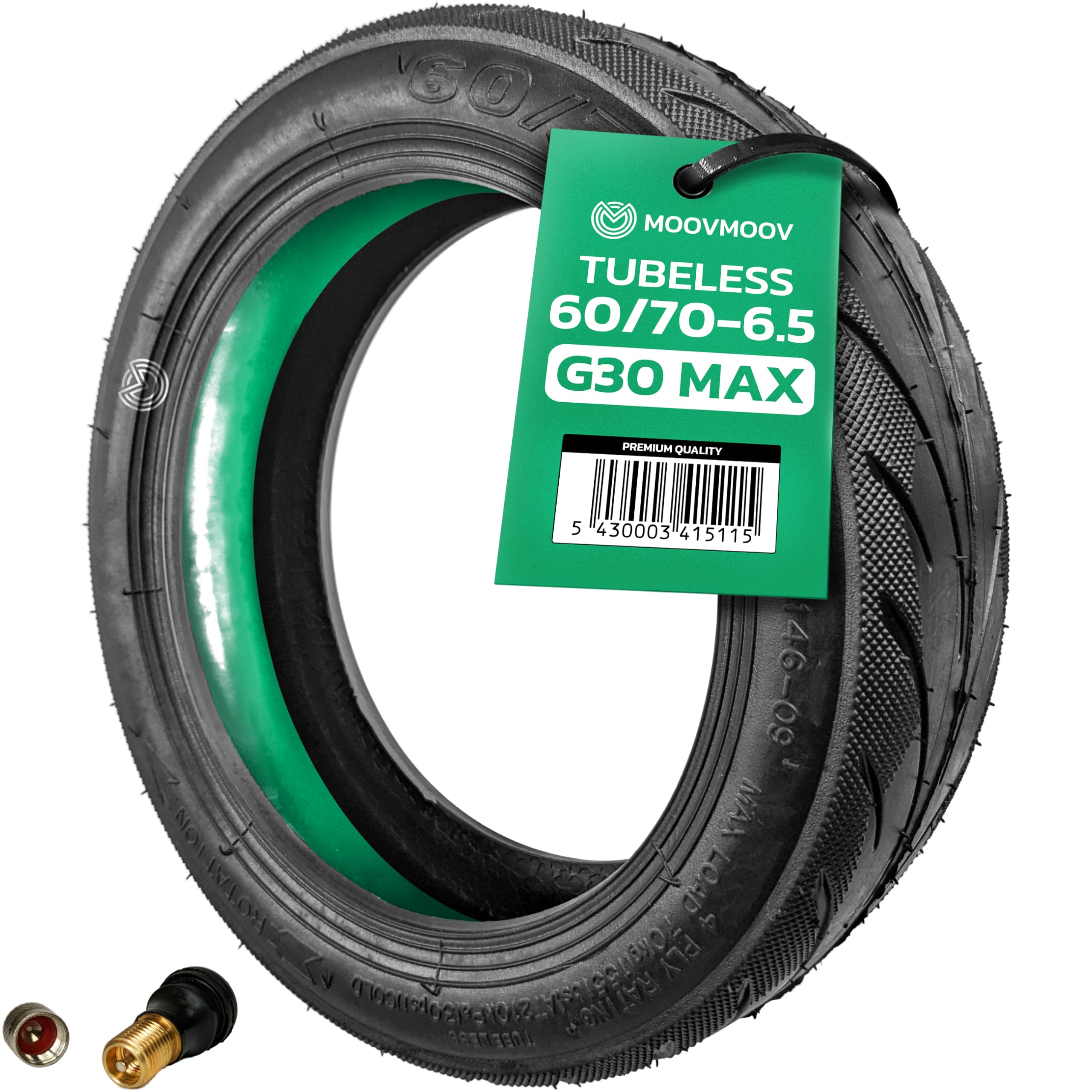 MOOVMOOV Ninebot G30 Max Tubeless 60/70-6.5 Tyre with Anti-Puncture Gel and Replacement Tubeless Valve - 10-Inch Tire for Ninebot G30 Max Scooter - Video Tutorial Included