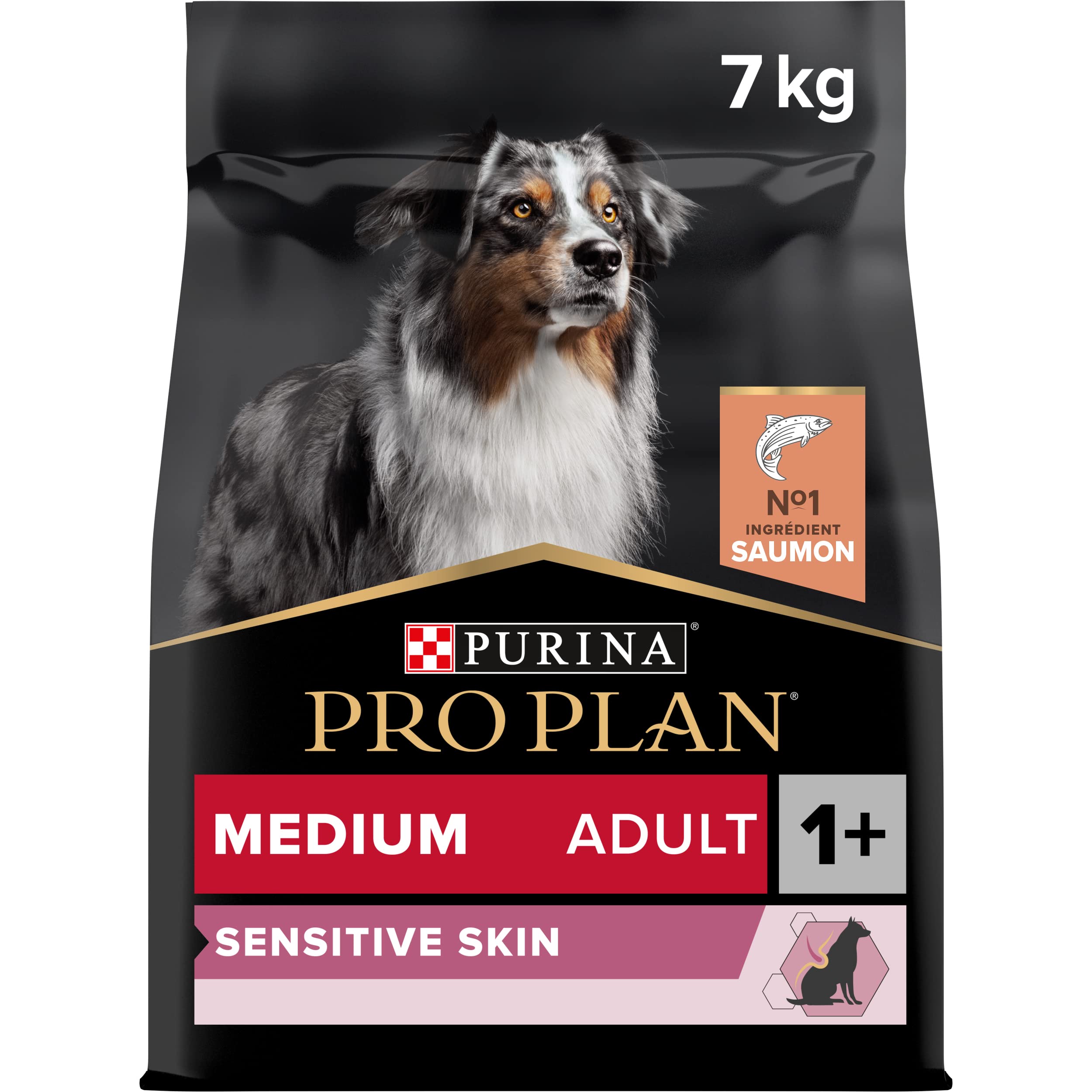 Pro Plan Purina Medium Adult Sensitive Skin Dog Food with Optiderma, Rich in Salmon, 7 kg, Dry Food for Medium Adult Dogs