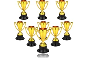 LVYOUIF 9 PCS Mini Gold Award Gold Trophy Award Trophy Cups for Kids and Adults Plastic Gold Trophies for Party Favors Props Rewards Sports Winning Prizes Competitions Square 3.3 Inch, JB-9pcs-FED