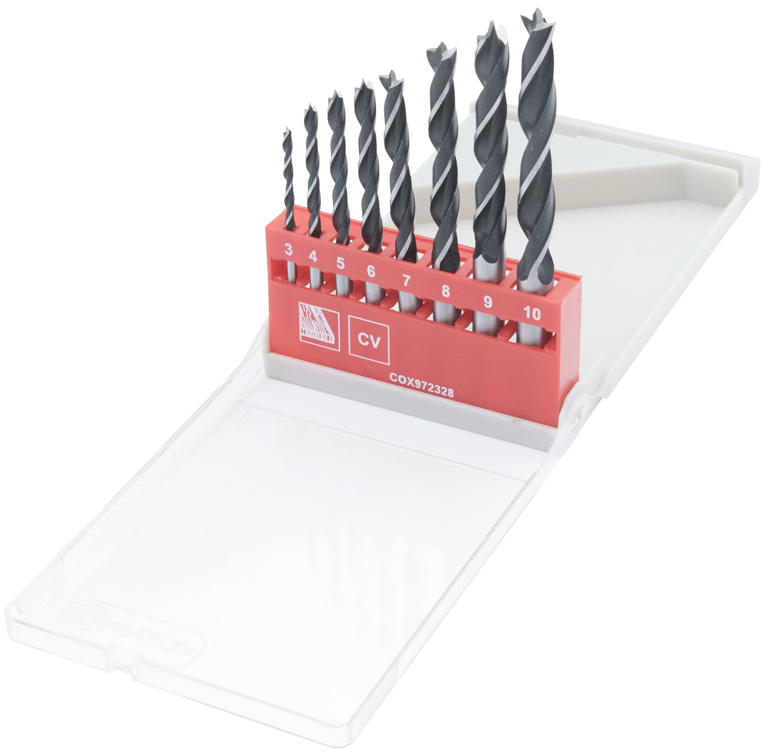 Connex COX972328 Chrome-Vanadium Steel Twist Drill Bit Set for Wood, 0 V, Silver, 3-10 mm, Set of 8 Piece