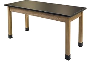 National Public Seating SLT2460 Chem-Res Top Science Lab Table, Plain Front, No Book Boxes., 30'' Height, 24'' Width, 60'' Length, Black/Oak