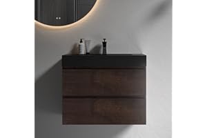 BLUHOUZZ Alice 30 Inch Bathroom Vanity with Sink with Overflow, Large Storage Wall Mounted Floating Bathroom Vanity for Modern Bathroom, One-Piece Sink Basin Minimalist Bathroom Sink Cabinet