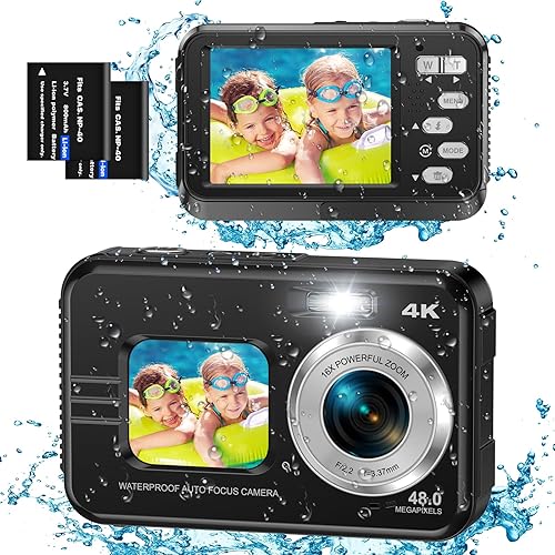 Underwater Cameras, 4K Waterproof Digital Camera 48 MP Autofocus