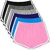 Apoway 6 Packs Dance Shorts Women Cotton Waistband Summer Sports Yoga Shorts for Women