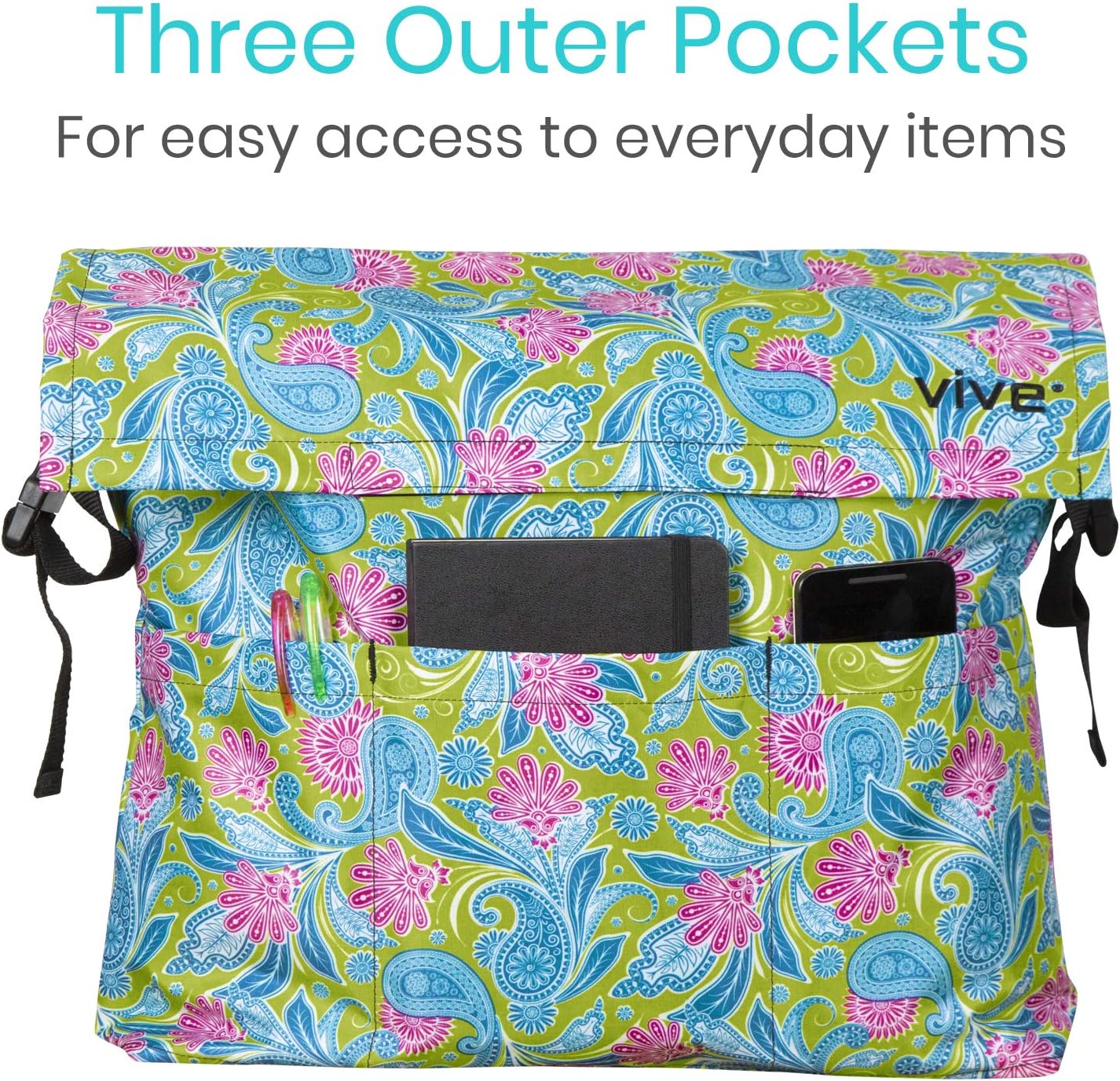 Vive Wheelchair Bag - Wheel Chair Storage Tote Accessory for Carrying Loose Items and Accessories - Travel Messenger Backpack for Men, Women, Handicap, Elderly - Accessible Pouch and Pockets: Health & Personal Care