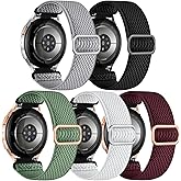 GEAK 5 Pack Stretchy Bands Compatible with Samsung Galaxy Watch 7 6 5 4 FE Band 40mm 44mm 45mm-Watch 6 4 Classic 4 42mm 46mm 43mm 47mm-Active 2, 20mm Adjustable Elastic Nylon Sport Strap Women Men