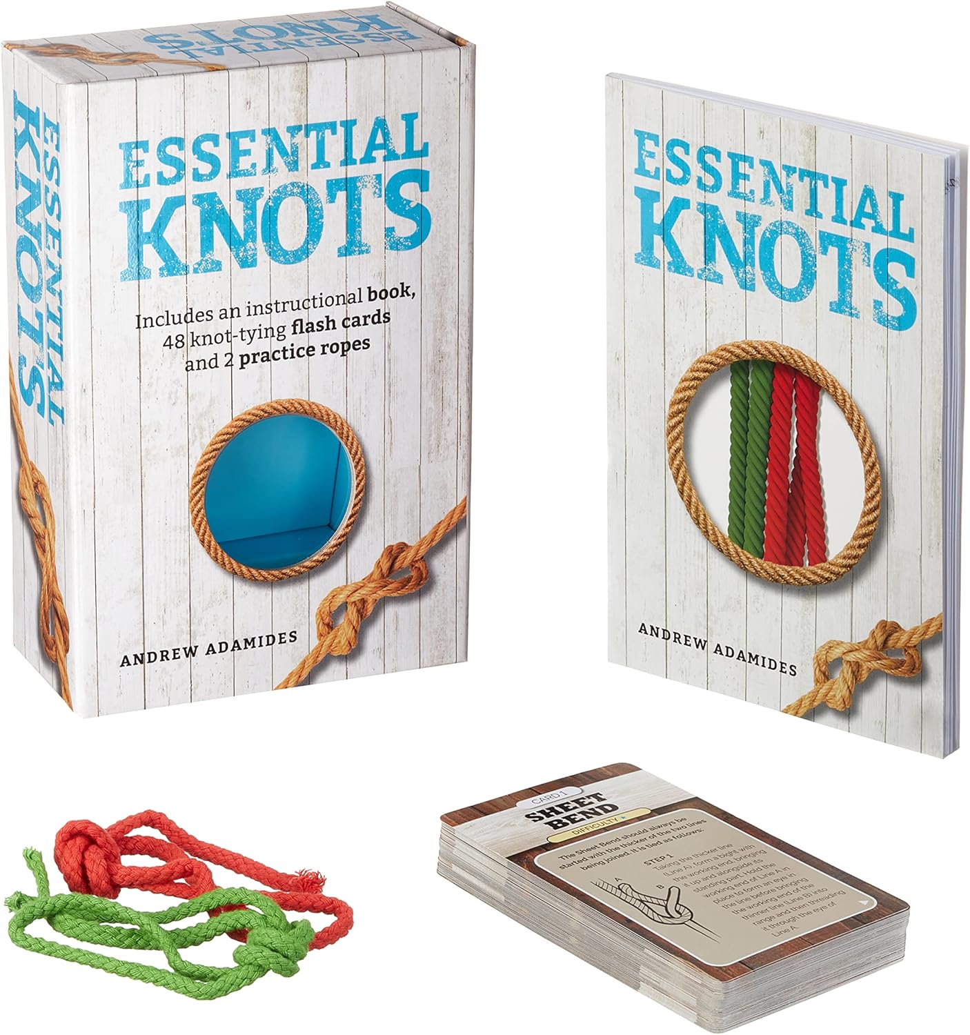 Survival Skills - Essential Knots Kit: Includes Instructional Book, 48 Knot Tying Flash Cards and 2 Practice Ropes