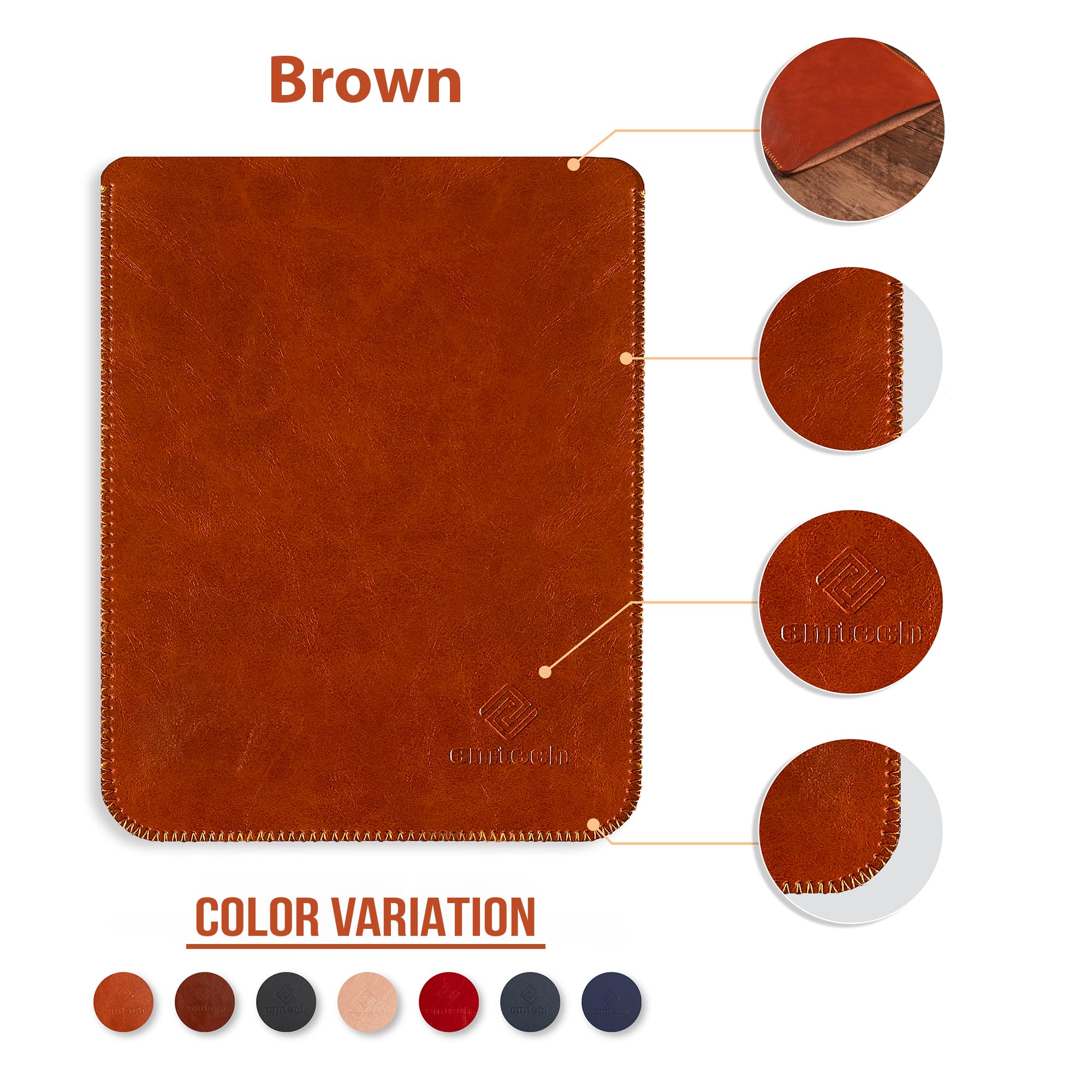 CM Tech Kindle Case - Lightweight Ultra-Thin Protective Cover | Leather | Paperwhite Sleeve | Oasis Compatible | Premium PU Leather | 6th to 12th Generation | Kobo Cover | 11th~12th Generation, Brown