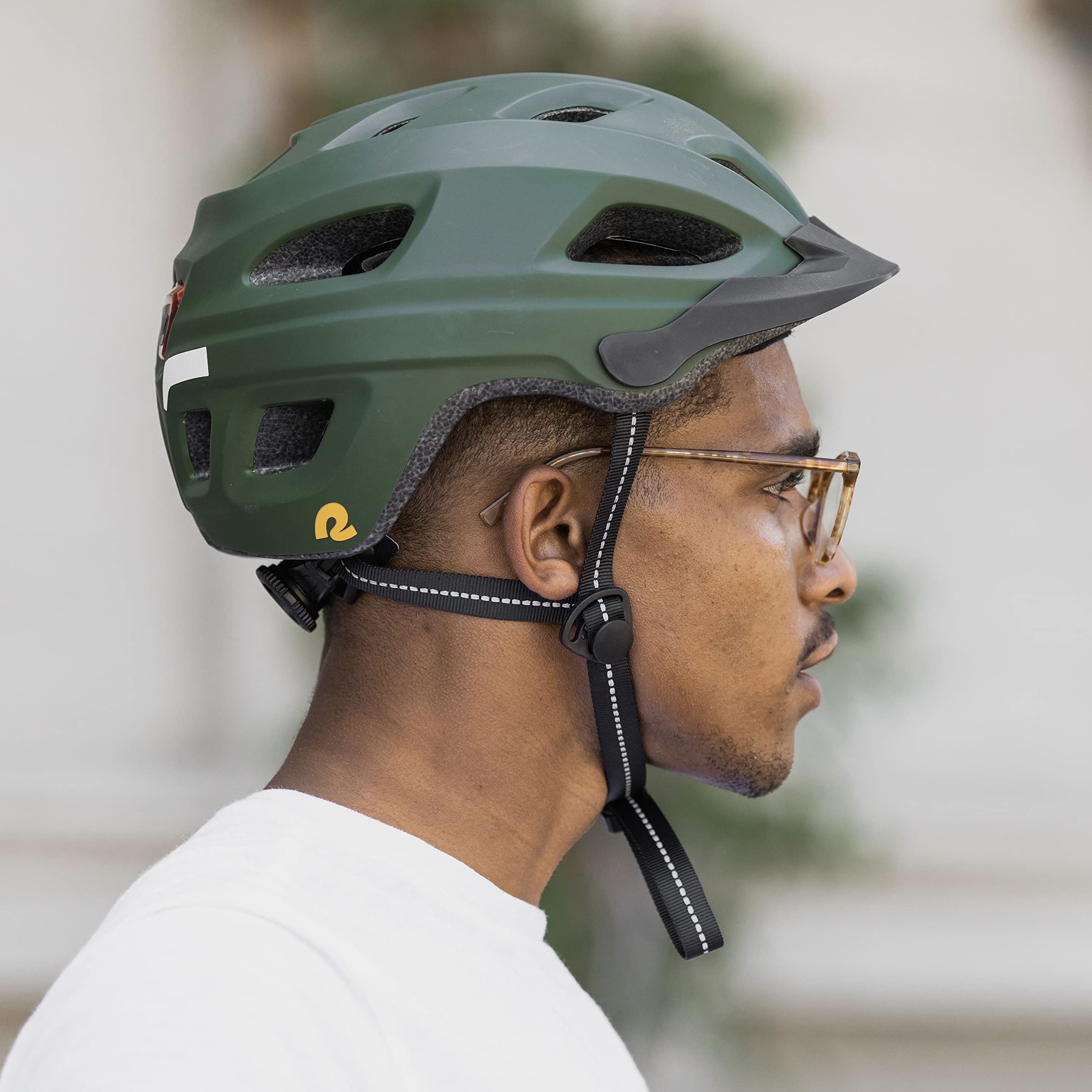 Lennon Bike Helmet with LED Safety Light Adjustable Dial & Removable Visor