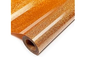 YIWLOER Coffee Orange Glitter HTV Heat Transfer Vinyl, 12" x 8ft lron on Vinyl, for T-Shirt Ironing, Vinyl HTV Easy to Cut and Weed, The Best Choice for DIY Creativity. (Light Coffee, 8FT)