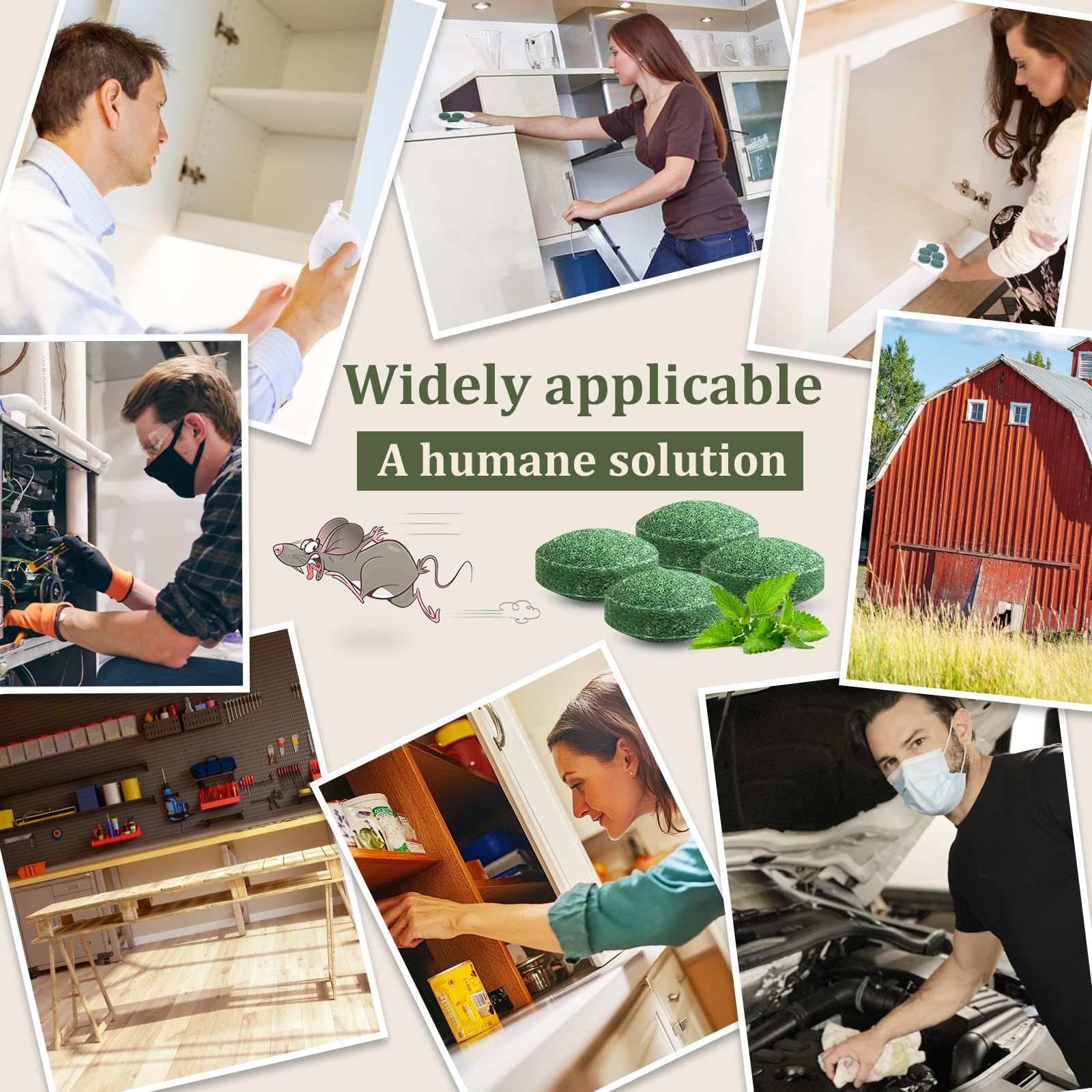 Mouse Repellent, 24-Pack Long-Lasting Mice Deterrent, Safe for Family & Pets - Perfect for Indoor & Outdoor Use in Homes, Garages, Cars, and Gardens