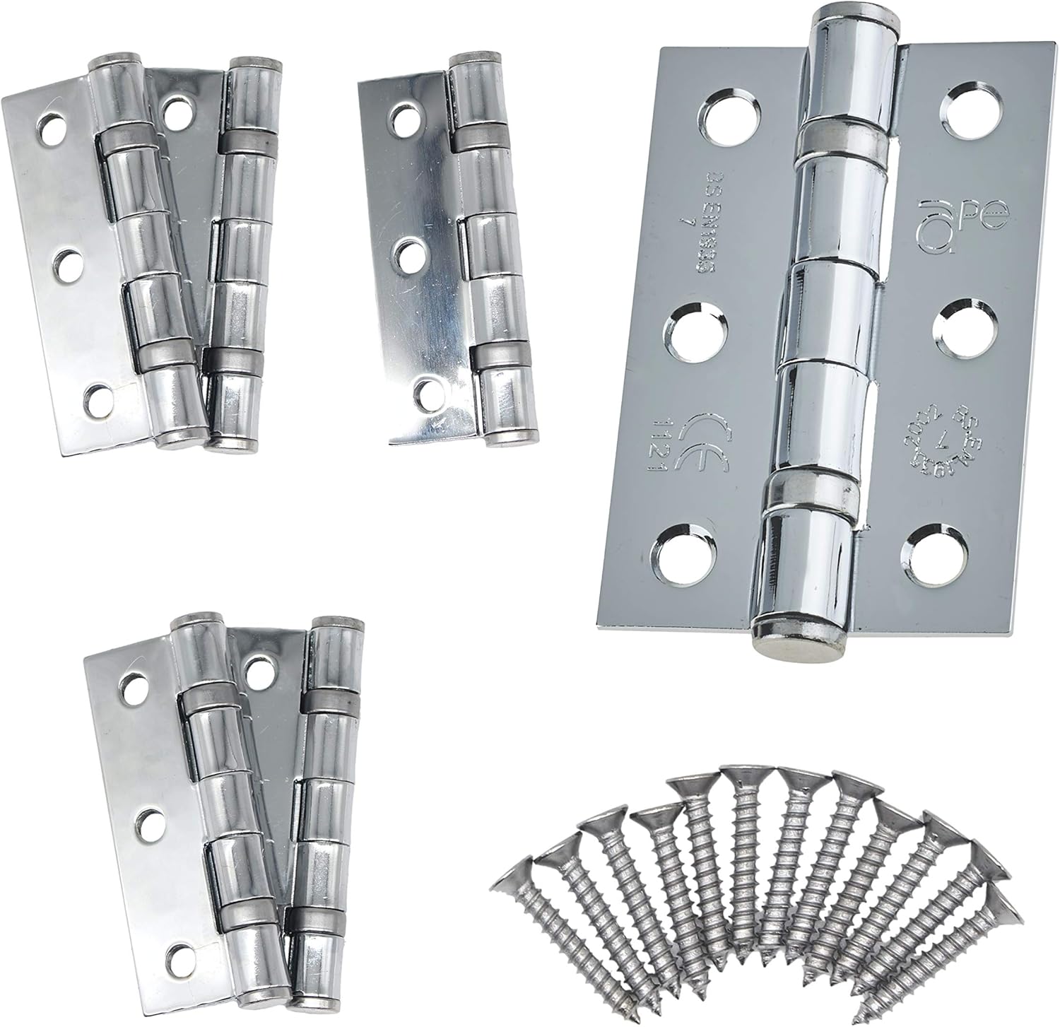 Door Hinge 3" / 76mm Polished Chrome Ball Bearing Washer CE Grade 7 for Fire Door 3 Pair