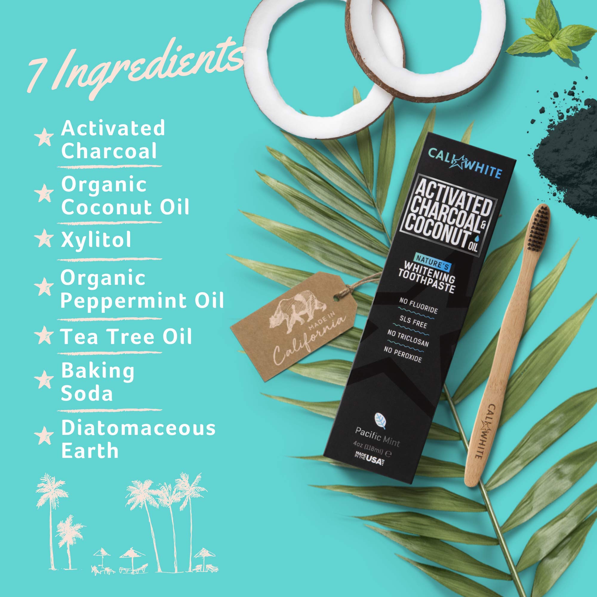 Cali White Activated Charcoal & Organic Coconut Oil Teeth WHITENING