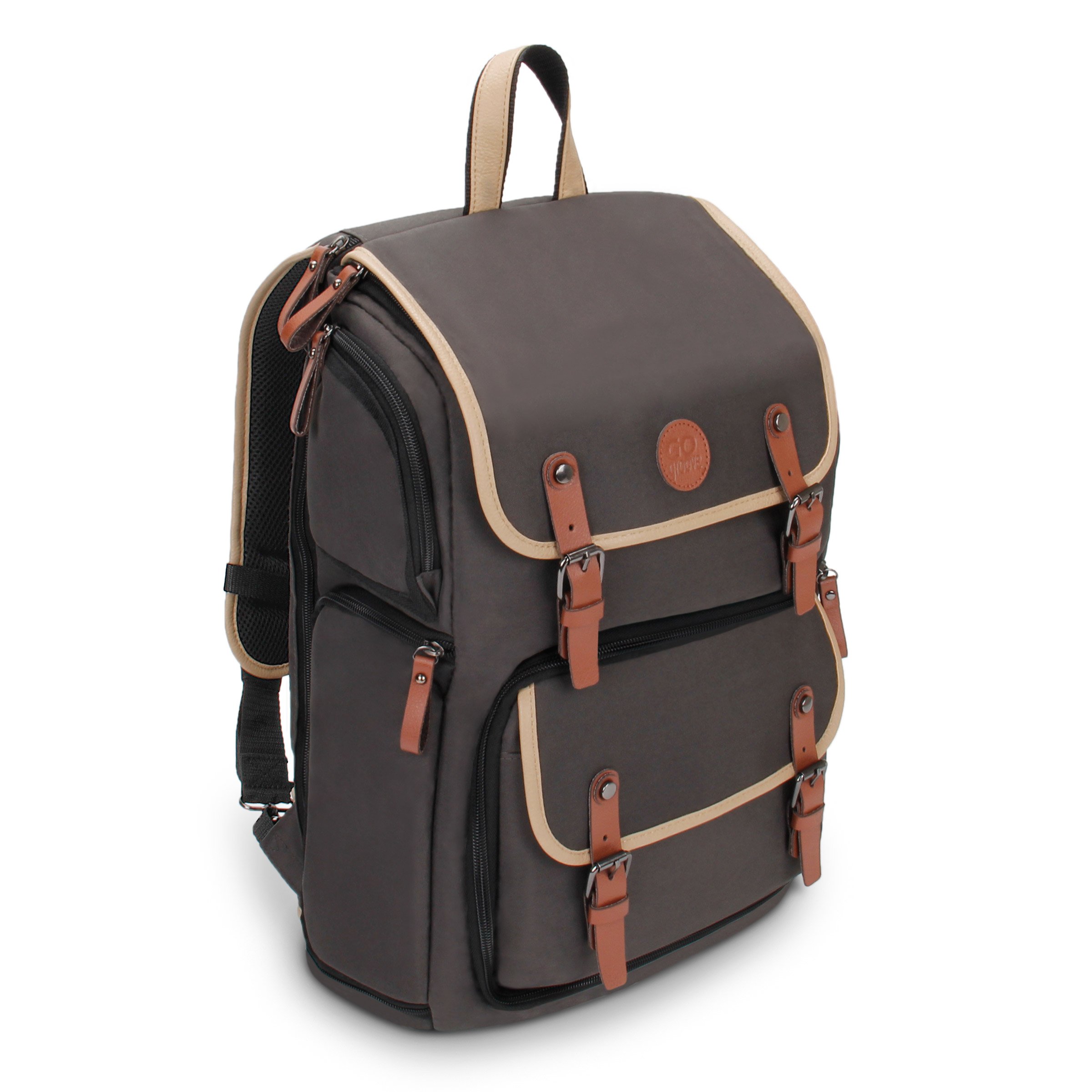 GOgroove Full-Size Camera Backpacks for Photographers (Gray) - DSLR Camera Backpack with 15.6 in. Laptop Space, Accessory Storage, Tripod Holder, Waterproof Camera Bag for Canon EOS REBEL T7 & More