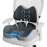 Benazcap Large Memory Foam Seat Cushion Lumbar Support Pillow for Sciatica & Tailbone Pressure Relief Coccyx Pad for Office Chair, Wheelchair, Car, Home, Office