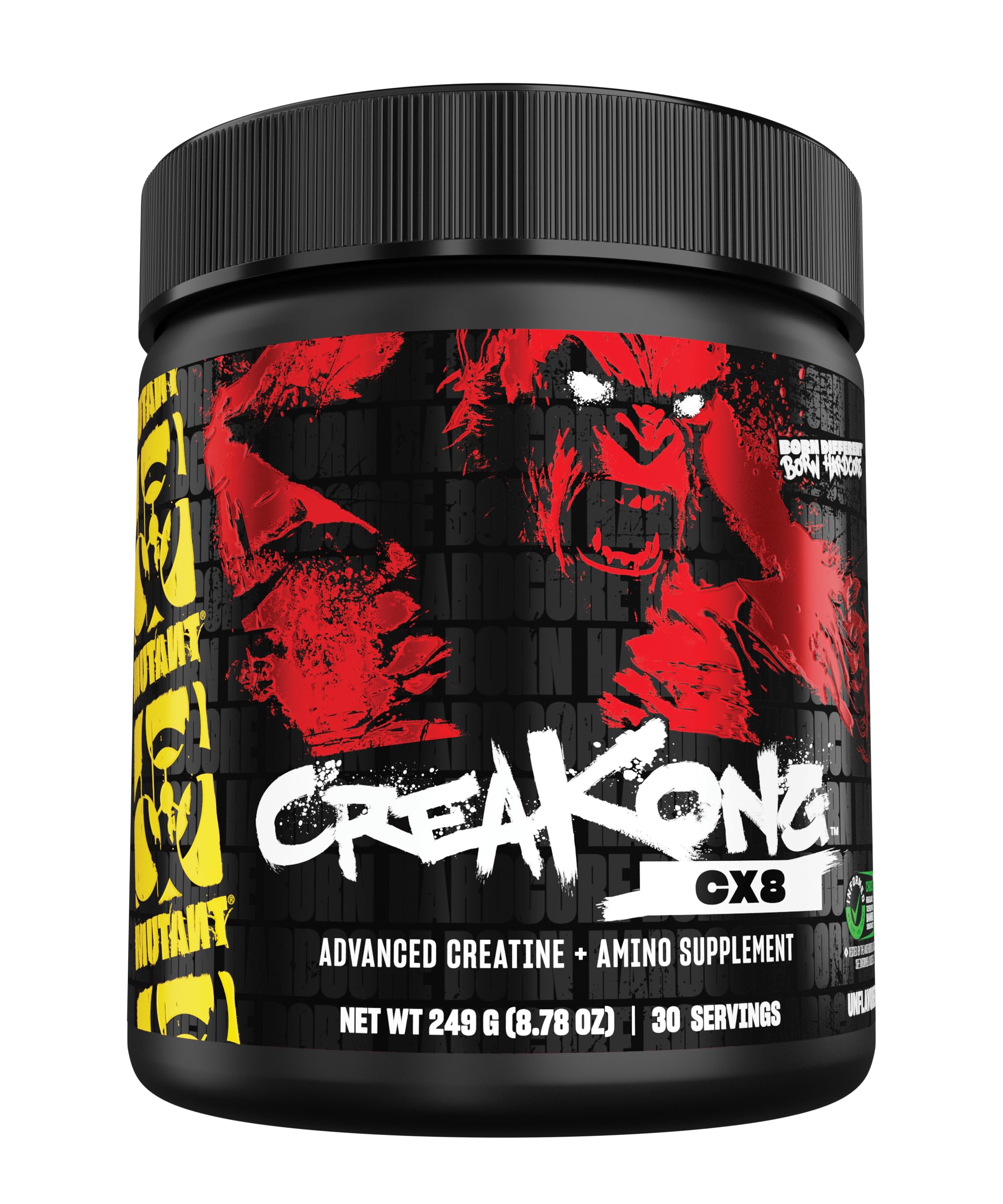 Mutant CREAKONG CX8 – Advanced Creatine + Amino Supplement with 4g Triple Creatine Blend, 4g Amino Blend (BCAAs & Taurine) for Muscle Growth & Performance – Unflavoured, 249g (30 Servings)