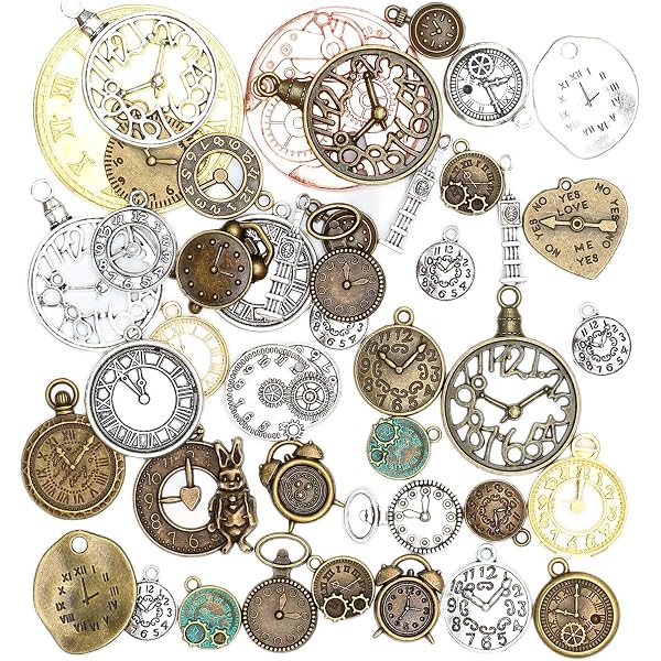 Spice Up Your Jewelry Making With This 10-piece Set Of Antique Bronze Clock Pendants And Charms! Assorted Designs, Alloy Metal, Perfect For DIY Projects.