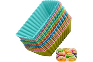 Jindizi Rectangular Muffin Cup Mold 24pcs Silicone Baking Molds Square Muffin Tin Reusable Grade Silicone Random