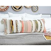 PANOD Boho Long Lumbar Throw Pillow Cover 14 x 36 Orange, Chenille Morocan Extra Long Pillow Case Cover, Decorative Long Pillow for Bed Couch Sofa Farmhouse
