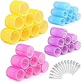 46pcs Hair Curlers Rollers, Cludoo Jumbo Big Hair Roller Sets with Stainless Steel Duckbill Clip, 4 Size Self Grip Hair Curlers Rollers for Long Medium Short Thick Fine Thin Hair Bangs Volume