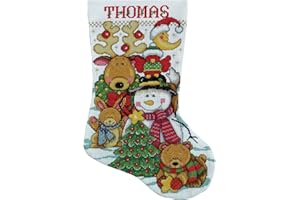 DESIGN WORKS CRAFTS Tobin DW5410 Making New Friends Stocking Counted Cross Stitch Kit, 17-Inch Long, 14 Count