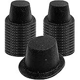 Hillban 24 Pcs Mardi Gras Glitter Top Hat Bulk Bowler for Adults 1920s Dress Glitter Hats for Masquerades Party