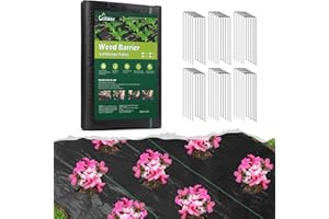 UIRWAY Weed Barrier Landscape Fabric, 4×100ft Heavy Duty 3.2oz Weed Control Barrier Landscape Fabric with 20Pcs Pegs, Weed Co