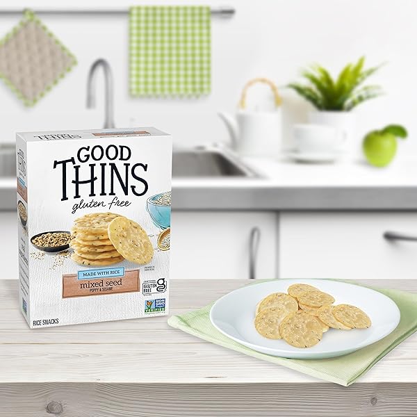 GOOD THINS MIXED SEED RICE SNACKS GLUTEN FREE CRACKERS, SNACK CRACKERS, 3.5 OZ