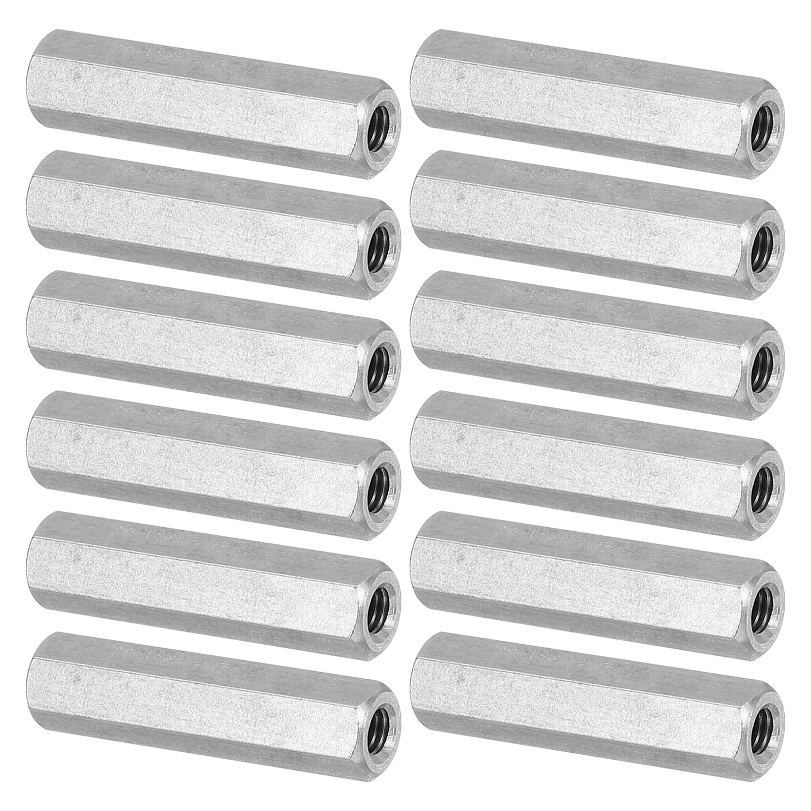 PATIKIL M4 x 0.7-Pitch 304 Stainless Steel Hex Coupling Nuts, 12Pcs 30mm/ 1.2" Length Coarse Fully Threaded Rod Coupling Nut Studding Connector Fasteners, Silver Tone