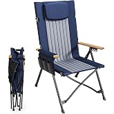 ATORPOK Camping Portable Folding Lawn Chairs for Adults, High Back Recliner | 350LBS Support, Adjustable Reclining Backrest, Integrated Headrest, Carry Bag Included, Outdoor Camping, Fishing, Beach Use