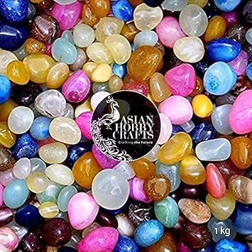 Asian Hobby Crafts Stone Pebbles Glossy Vase Fillers, Multicolour