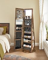 SONGMICS 6 LEDs Full-Length Mirror Jewellery Cabinet JJC007X01 Rustic Brown view 8