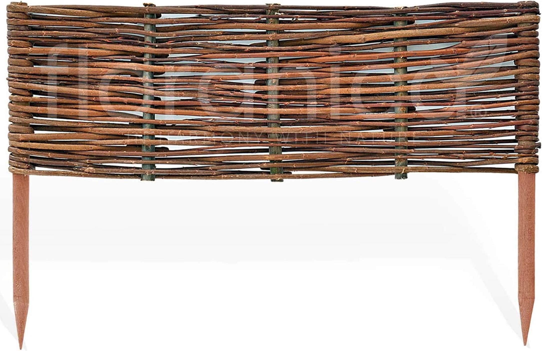 Floranica® Wooden Border Fencing, Border in 25 Sizes - Impregnated Willow Edging Fence with Beech Stakes, Length:1 pc x 30 cm, Height:40 cm