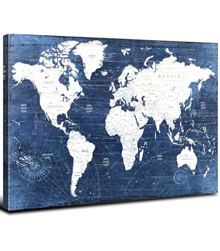 Amazon.com: Framed Wall Art World Map Wall Art Canvas Picture