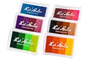 Anyongora Craft Ink Pad, Washable DIY Stamp Ink Pads for Kids, 24 Colors Finger Print Ink Pads for Scrapbooking, Card Making, Painting, Set of 6 Multicolor Rainbow Ink Pads