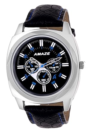 New Fashion Quartz Analogue Black Dial Mens and Boys Watch - 025