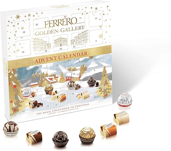 Ferrero Golden Gallery Calendrier De L Avent De Noel 25 Pieces Chocolats Assortis Emballes Individuellement 233 G Amazon Ca Epicerie